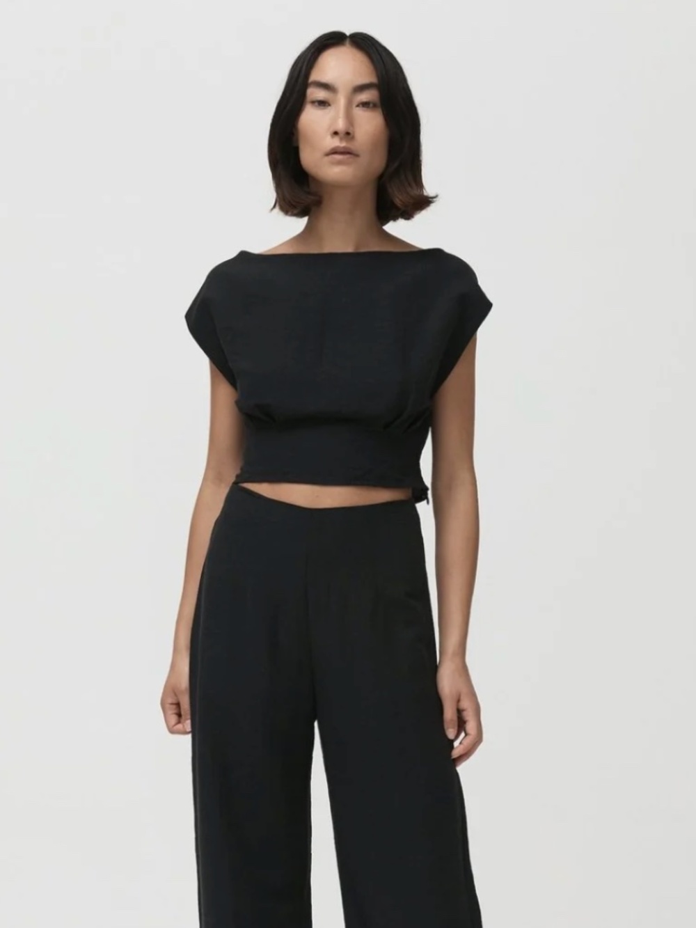 St. Agni Alba Black Women's Crop Top, Size Small